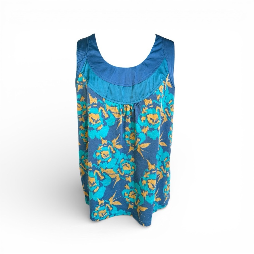Fossil Floral Teal Floral Sleeveless Blouse